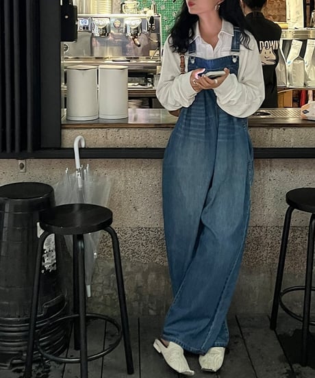 tuck denim overalls　FL2401