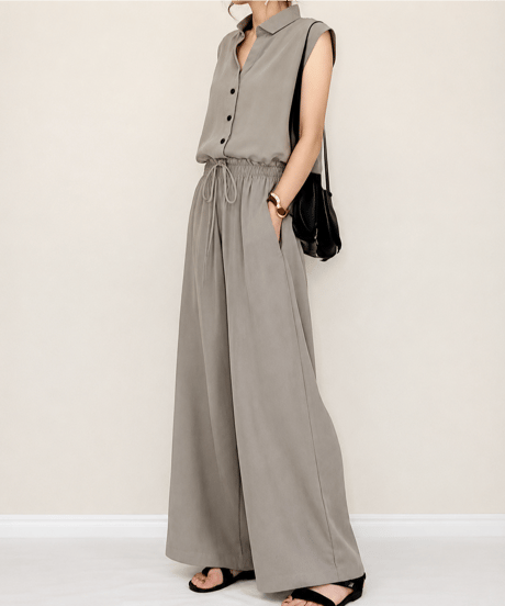 sleeveless wide pants setup / 3color　FL3585