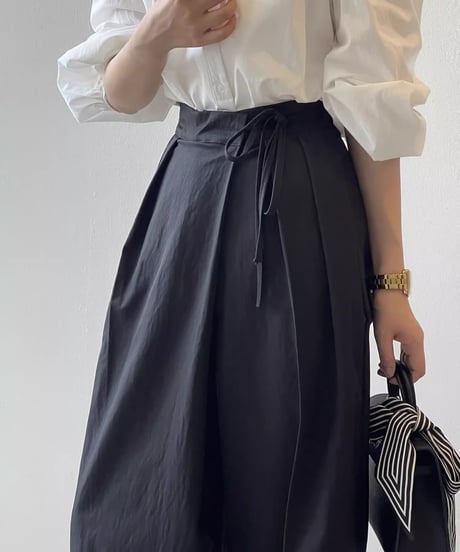 ribbon design wide leg pants /3color　FL2782
