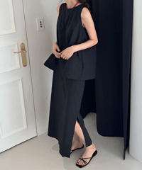 back design top slit skirt set up /3color　FL2449