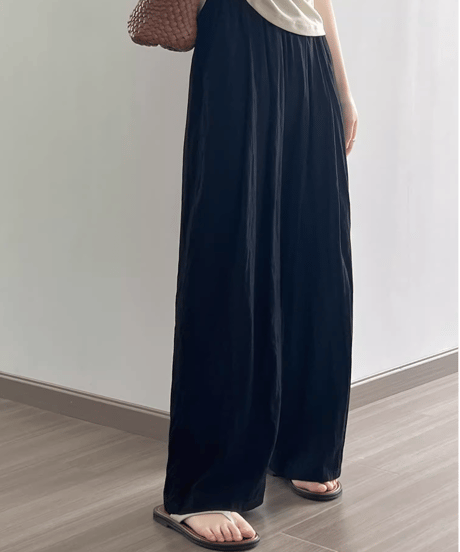 pleated thin wide leg pants /4color　FL3350
