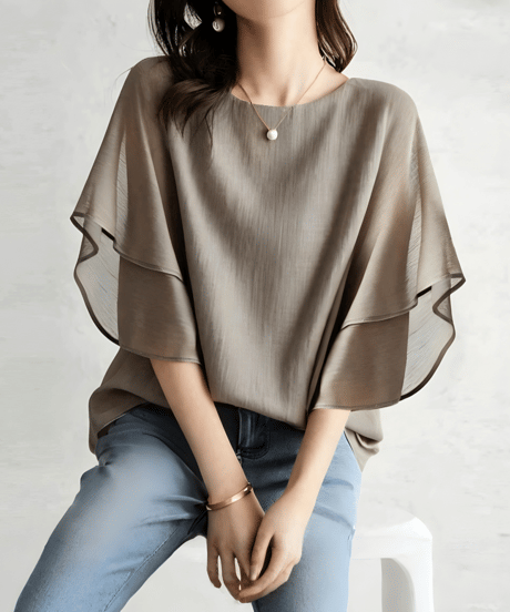layered chiffon blouse /4color　FL3463