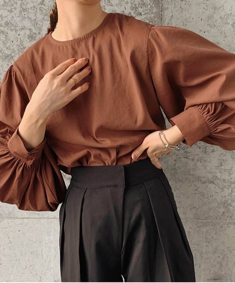 back button lantern sleeve tops /4color　FL3330