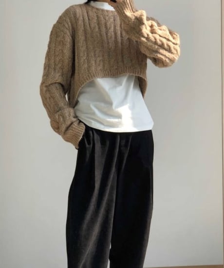 twisted pull-over round neck sweater /2color　FL2640