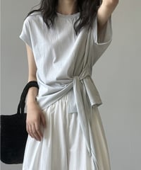side tie drape front cotton tshirt/2color　FL3649