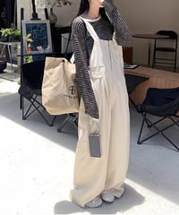 linen blend wide leg overalls　FL2421