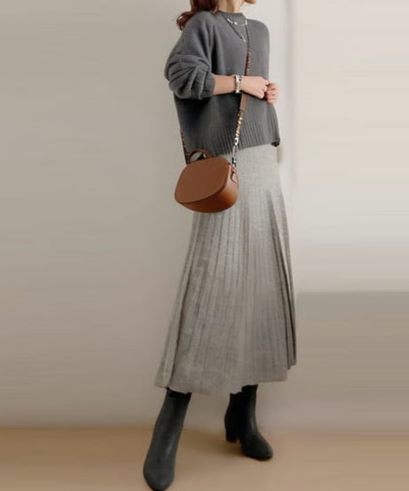 pleated knit long skirt set　FL3583