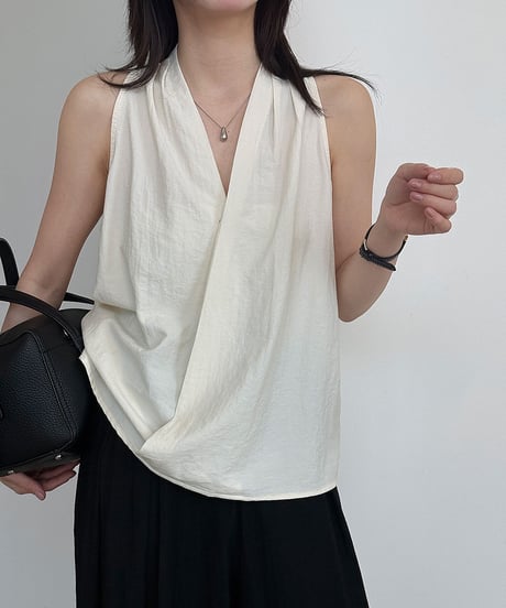 sleeveless wrap drape blouse vest/３color　FL3645