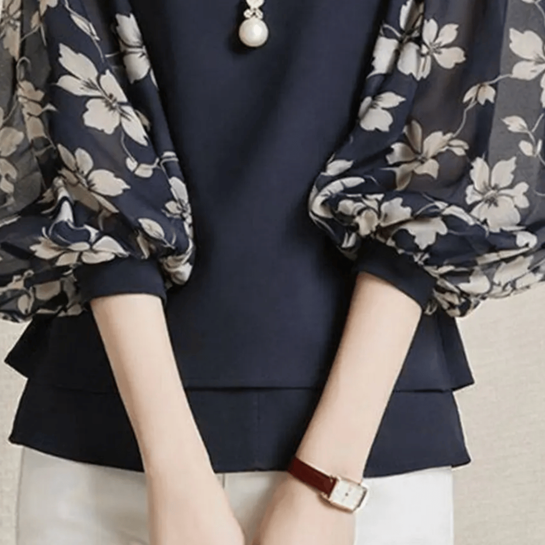 floral chiffon sleeve blouse FL3617 | Flosa