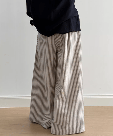 striped wide easy pants /2color　FL3337