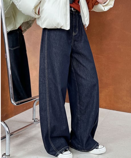 brushed denim wide pants　FL3051