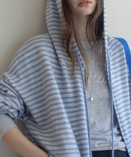 striped knit zip-up hoodie /2color　FL3315