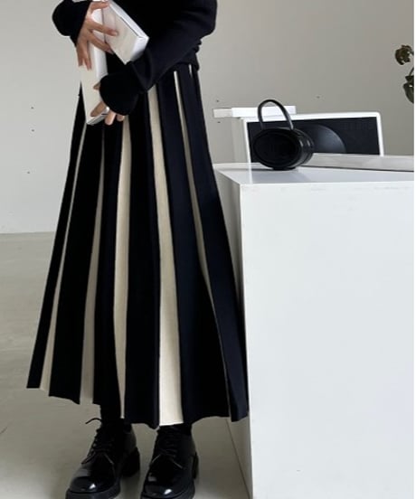 bicolor a-line ambrella skirt/ 2color　FL3143