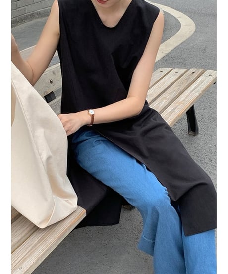 side slit sleeveless shirt /2color　FL2012