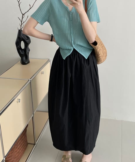 pleated back-slit skirt /3color　FL2710