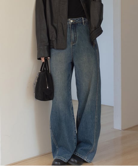 wide leg washed jeans/2color　FL3306