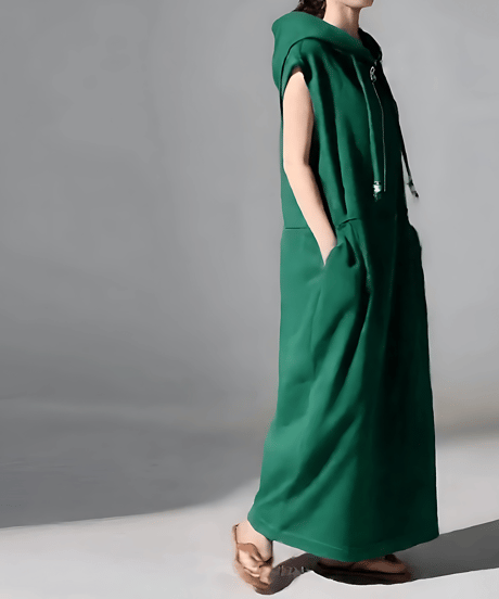 sleeveless hoodie maxi dress /3color　FL3465
