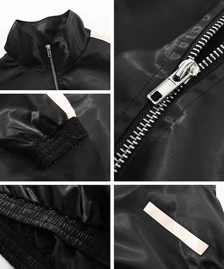 bicolor zip -up blouson　FL2554
