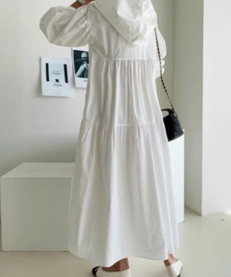 frill paneled long dress　FL2145