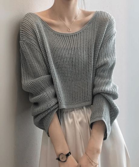cropped mesh knit /4color　FL2628