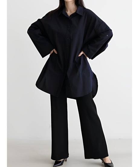 oversized buttoned sleeve shirt /2color　FL2027