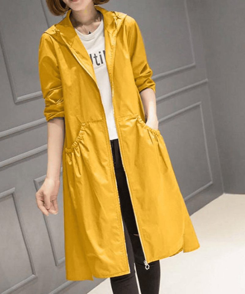 hooded flare long light coat /5color FL3593 | F