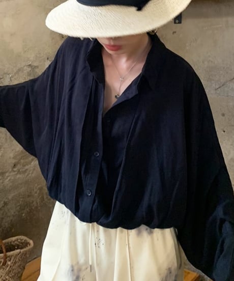 drawstring loose thin shirt /2color　FL2602