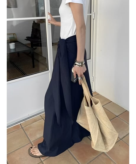 waist ribbon wrap skirt /6color　FL3405