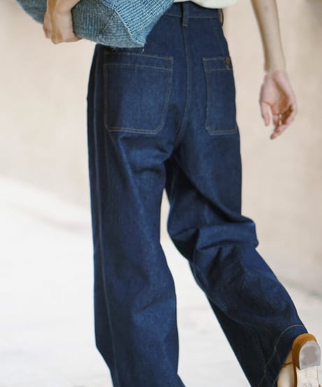 high waist retro denim wide pants　FL2129
