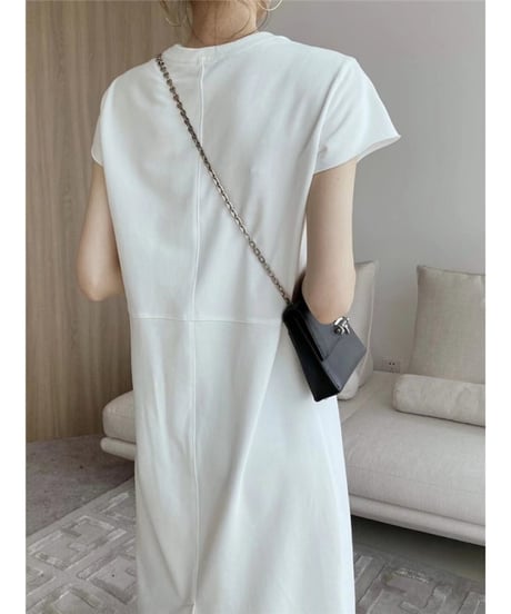 center seam back slit dress /2color　FL2043