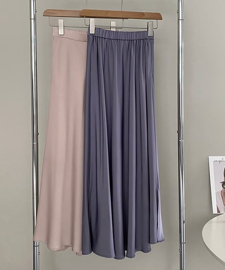 side slit satin long skirt /3color　FL2713