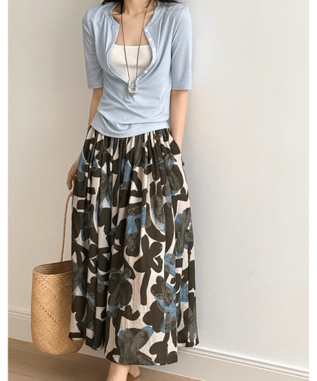 floral printed a-line skirt /2color　FL3352