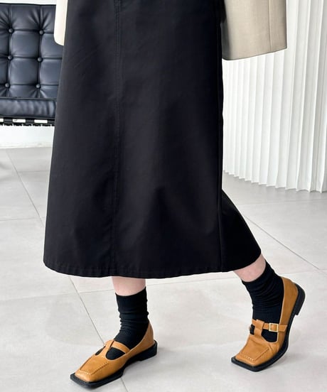 back slit long denim skirt /3color　FL2803