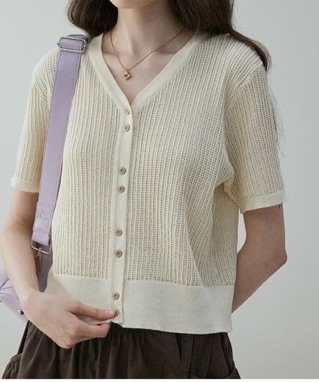 short sleeve casual knit cardigan　FL3357