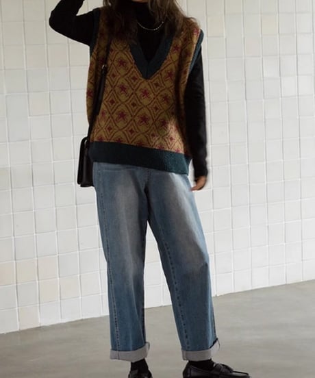 retro vneck vest　FL2897