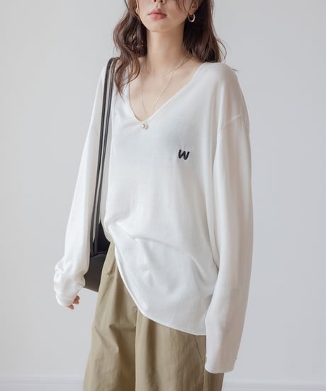 silk touch v-neck knit tops /3color　FL3249