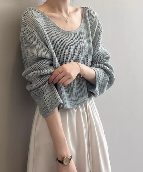 cropped mesh knit /4color　FL2628