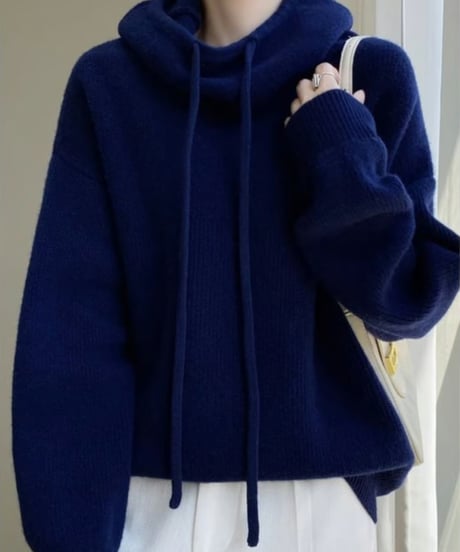 loose high-neck knit parka /4color　FL2937