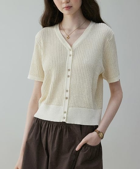 short sleeve casual knit cardigan　FL3357