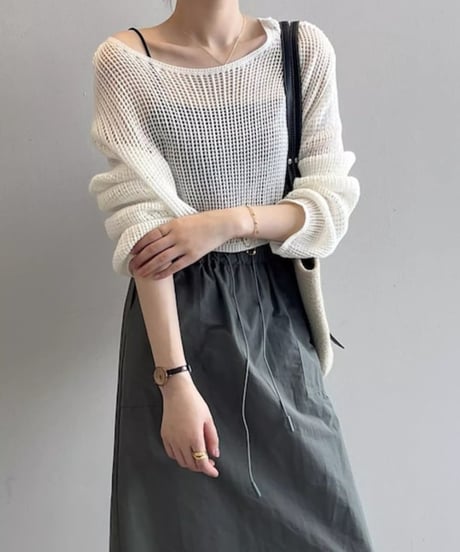 cropped mesh knit /4color　FL2628