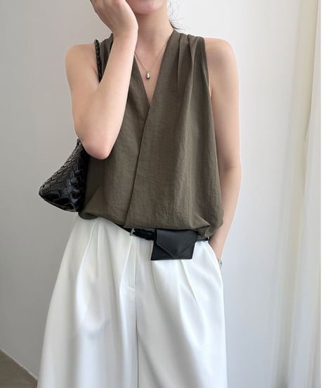 sleeveless wrap drape blouse vest/３color　FL3645