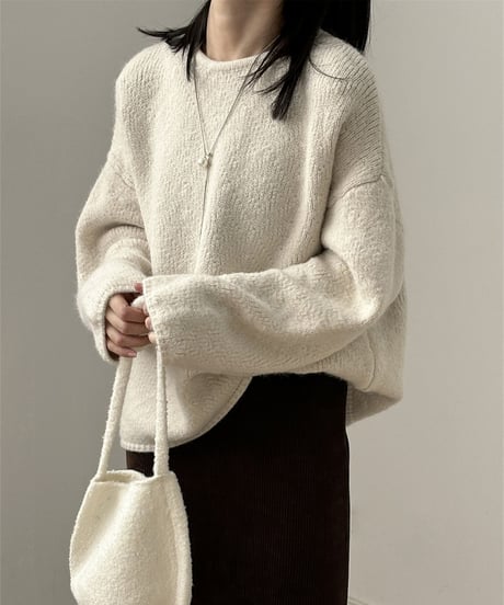 wax touch round neck knit /4color　FL3072