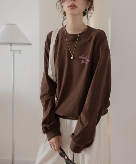 drop shoulder letter print sweat tops /4color　FL3254