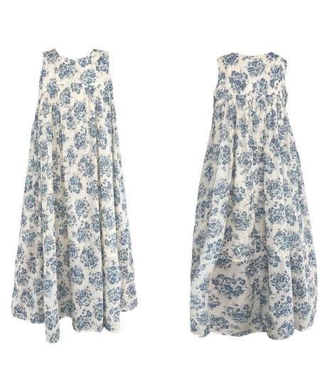 blue floral sleeveless op 　FL3455
