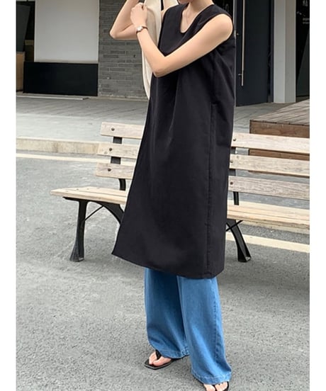 side slit sleeveless shirt /2color　FL2012