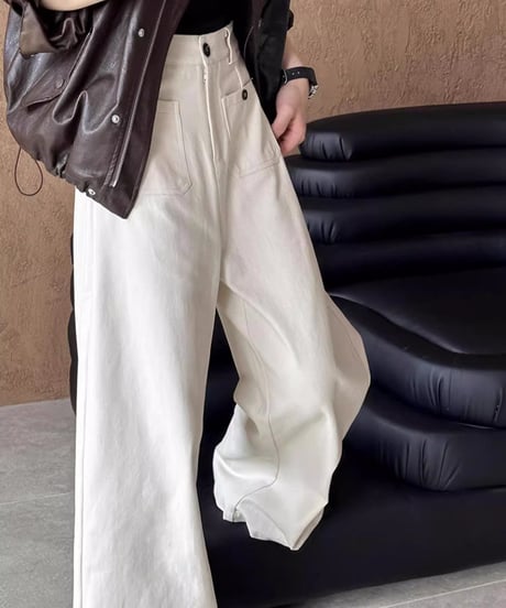 casual straight wide pants /2color　FL2812