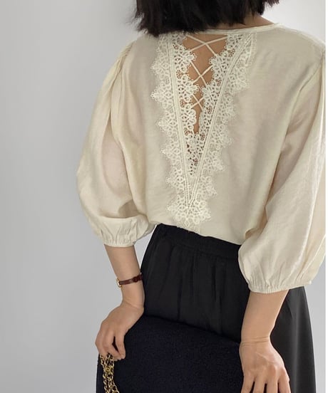 back lace design blouse /2color　FL3423