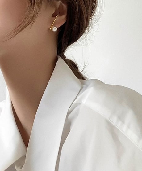 curved pearl one ear pierce　FL2244