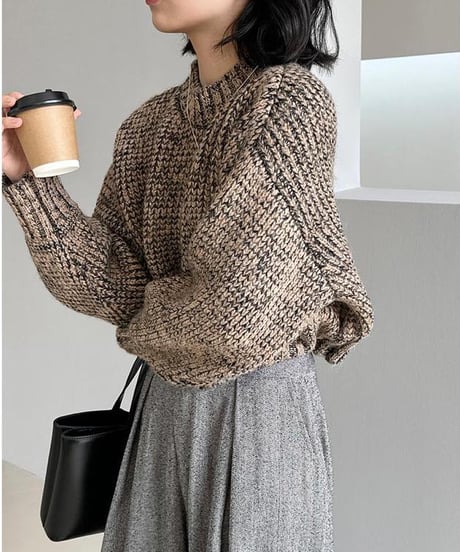 round neck short knit pullover /2color　FL2976
