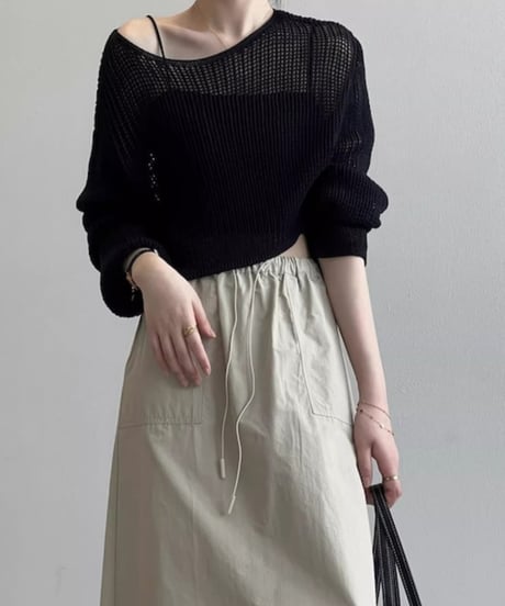 cropped mesh knit /4color　FL2628